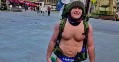 Charity fundraiser Speedo Mick thanks Scots for support as he arrives in Glasgow