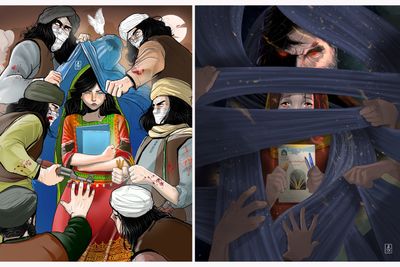 Afghan cartoonist, now a refugee, sheds light on plight of women