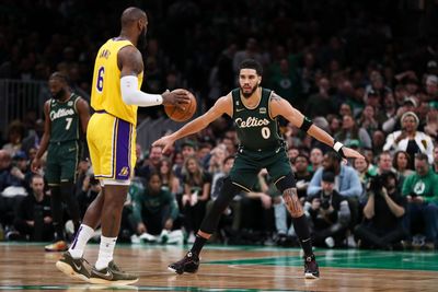 PHOTOS-Lakers at Celtics: Boston survives Los Angeles 125-121 in overtime