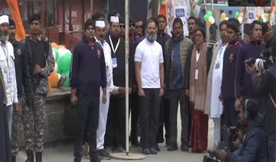 Bharat Jodo Yatra: Rahul Gandhi Unfurls Tricolour At Lal Chowk In Kashmir