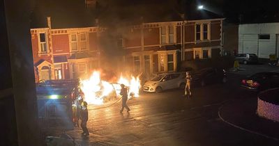 Car engulfed in flames as fire breaks out in middle of night in Bristol