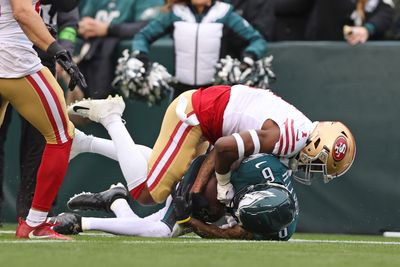 Why Kyle Shanahan didn’t challenge Eagles early 4th-down catch