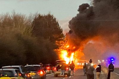 Bus bursts into FLAMES after leaving Glasgow as passengers evacuated