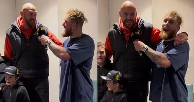 Jake Paul and Tyson Fury share backstage moment after face-off with Tommy