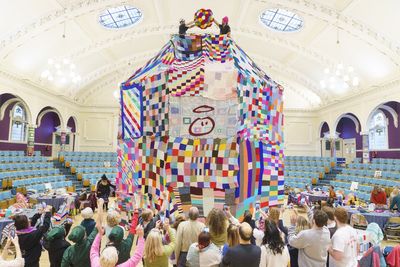 Largest knitted hat in UK made to raise funds for charity