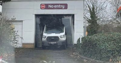 Bristol Sainsbury's car wash 'damaged' as van becomes trapped inside