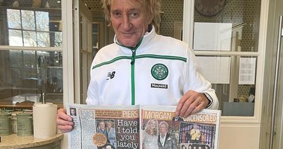 Rod Stewart poses in Celtic tracksuit as Piers Morgan brands him a 'ledge'