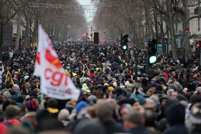 Watch live: French workers march in Paris against Macron’s pension reform plans