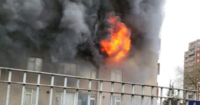 Residents say they heard 'explosion' before a fire engulfed a flat in their tower block and saw them have to flee