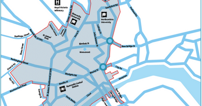 Map of Newcastle Clean Air Zone as it comes into effect