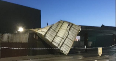 Roof ripped off garage as high winds battered Scotland through the night