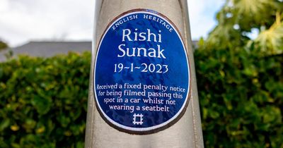 Blue plaque goes up where Rishi Sunak was caught failing to wear seatbelt in Blackpool