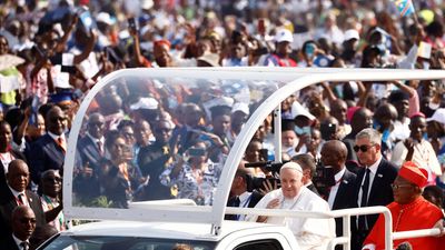 Pope tells Congolese to foster peace, denounces plundering of minerals
