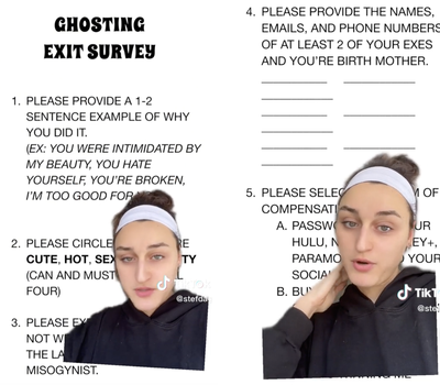 Woman reveals hilarious ‘exit survey’ she sent to date who ghosted her