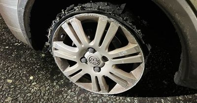 Police stop driver on motorway with ridiculous 'completely shredded' tyre