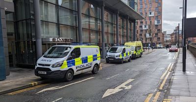 Emergency services spotted stationed outside DoubleTree by Hilton Manchester hotel