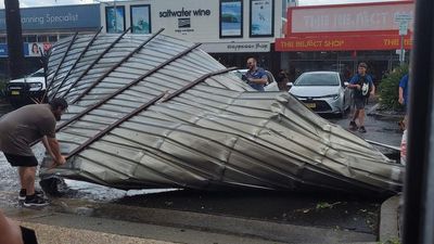 'Mini cyclone' rips through Port Macquarie, lifting roofs and bringing down trees