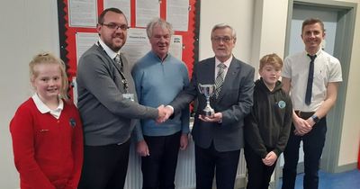 Kirkcudbright Burns Club presents Kirkcudbright Primary with new trophy for recital competition
