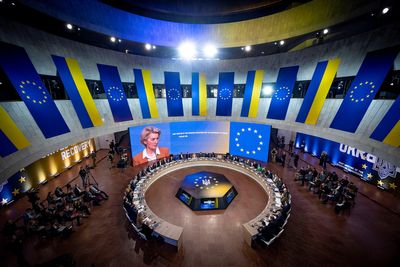 Air raid sirens sound across Ukraine as EU summit begins