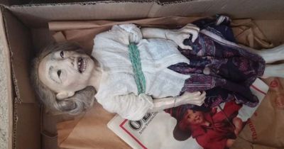 Horrifying 'cursed doll' discovered in black box in basement - with creepy carving