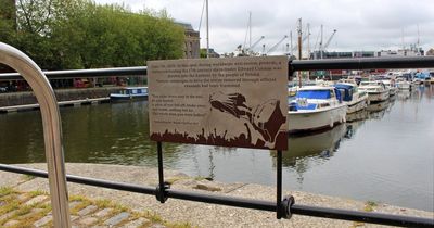 Plaque marking spot where Colston statue was dumped in Bristol's harbour has moved