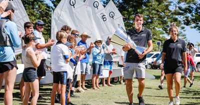 Top sailors show trophy at Speers Point