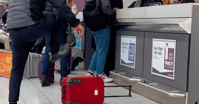 Edinburgh Airport traveller smashes suitcase to pieces to fit in luggage sizer