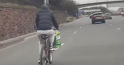 Heartstopping moment cyclist spotted pedalling on five-lane M8 in Glasgow