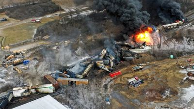 Explosion ‘imminent’ after train carrying chemicals derails near Ohio town