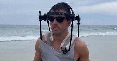 Jockey Martin Harley has head and neck in a halo as he recovers from broken neck