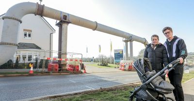 Residents living next to huge overground sewage pipe say they're woken up by sound of waste being flushed