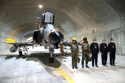 Iran unveils underground base in response to US-Israel exercises