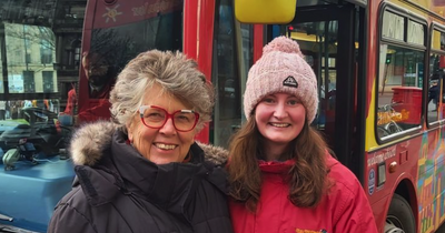 The Great British Bake Off's Prue Leith takes in Glasgow sights on open top bus tour