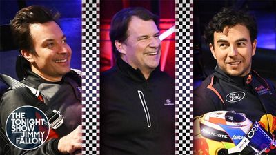 Ford's Jim Farley, Jimmy Fallon, “Checo” Pérez Race Electric Go-Karts