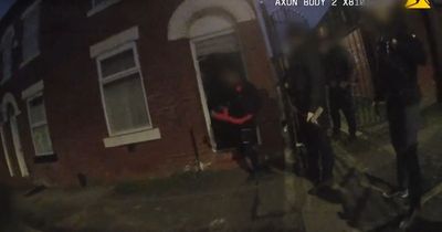 Moment cops smash down door in early morning drugs bust