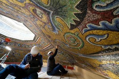 Visitors can see Florence Baptistry mosaics up close