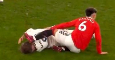 Fans fume as Lisandro Martinez escapes punishment after hitting Patrick Bamford in face