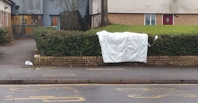 Allegations displayed on bedsheets outside Bristol hostel