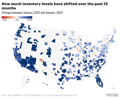 These 2 maps show the inventory situation in America's 400 largest housing markets
