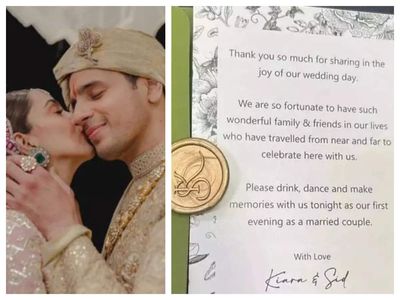 Kiara Advani and Sidharth Malhotra's heartwarming note for the guests at their wedding goes viral - See photo