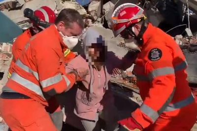 Video shows London firefighters reunite mum and daughter after they were trapped in earthquake rubble
