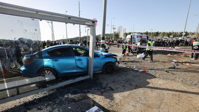 Israel says 2 people are dead after a man rammed his car into a group of people