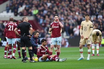 West Ham suffer double injury blow as Lucas Paqueta and Nayef Aguerd are forced off in draw with Chelsea