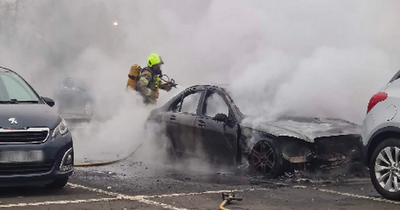 Car bursts into flames in Scots ASDA car park as fire crews race to scene