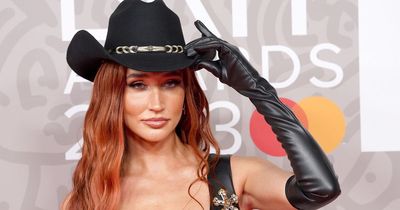 Megan McKenna unrecognisable from TOWIE days in leather cowgirl attire at the BRIT Awards