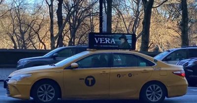 Vera author's delight as show advert is spotted on top of New York yellow cab