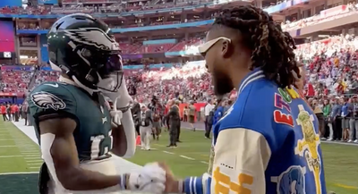 Damar Hamlin and Miles Sanders shared an awesome moment on the field before Super Bowl 57