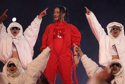 Rihanna sparks speculation that she is pregnant again during Super Bowl halftime show