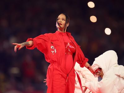 Rihanna’s Super Bowl halftime show in pictures: Singer lights up stadium with medley of classics