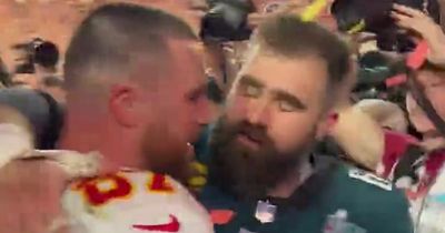 Jason and Travis Kelce share emotional moment during Super Bowl celebrations